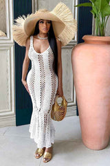 Sexy SeeThrough Sleeveless Beach Resort Knit Maxi Dress image 0