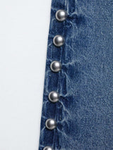 Wide-Leg Jeans with Side Button Detailing image 5