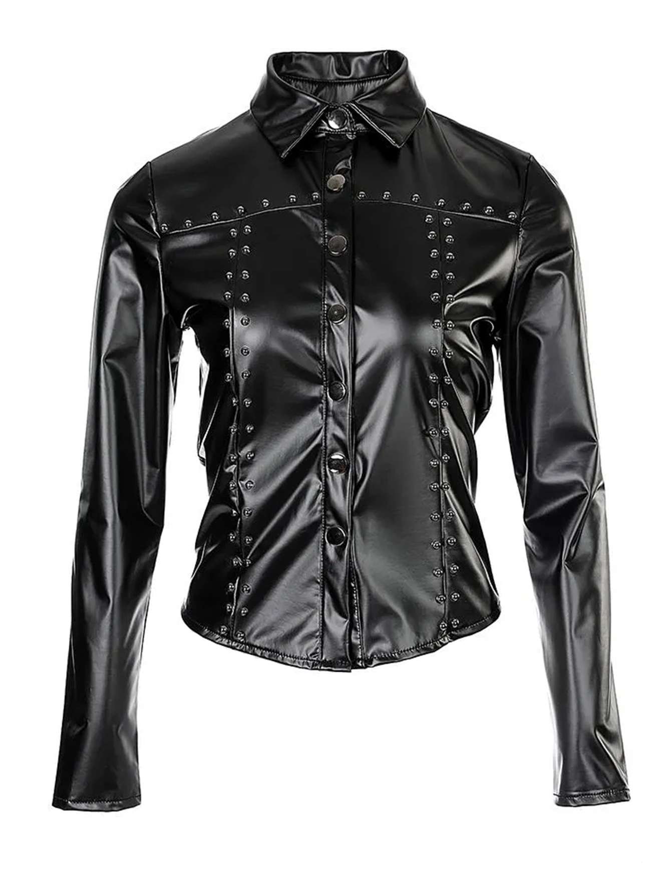 Studded Faux Leather Statement Jacket image 2