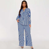 Striped Pajama Set with Buttons, Shirt and Pajama Pants image 1