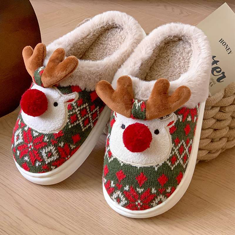 Cozy Reindeer Christmas Slippers image 0