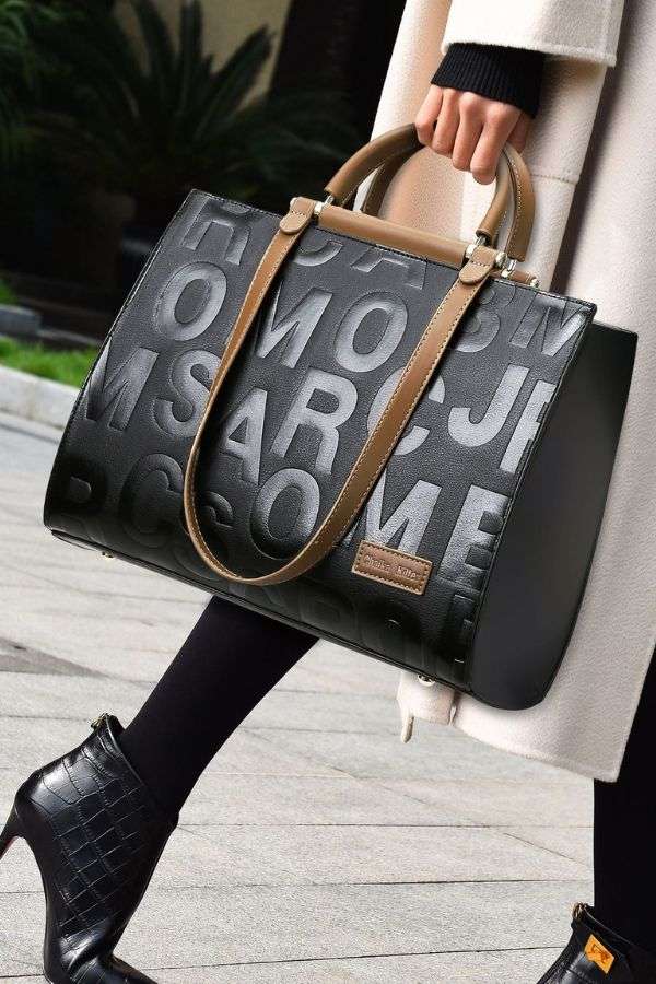 Embossed Faux Leather Handbag image 0