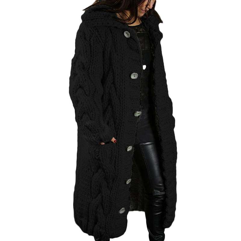 Womens Cardigan Sweater  Long Jacket Outwear - M, Black image