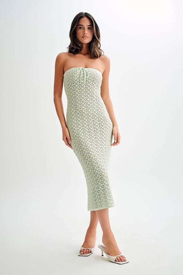 Strapless Crochet Midi Dress image 1
