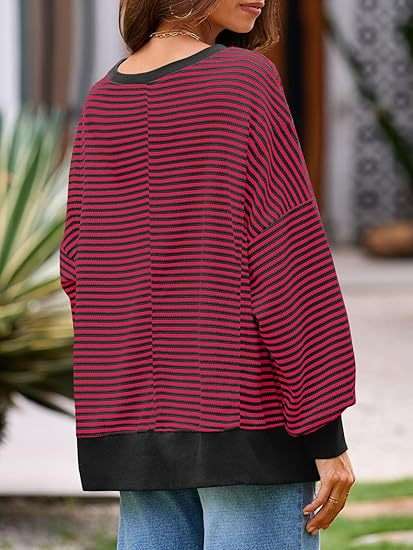 Casual Striped Oversized Sweatshirt image 6