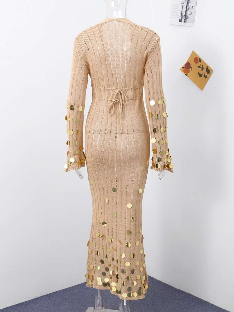 Metallic Maxi Dress with Deep V-Neck image 2