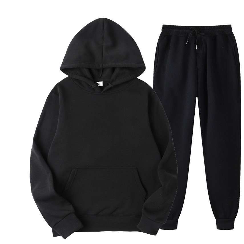 Fleece-Lined Hoodie and Sweatpants Set - S, Black image