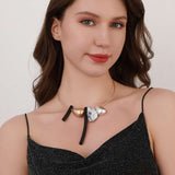 Statement Necklace with Metallic and Marble Accents image 1