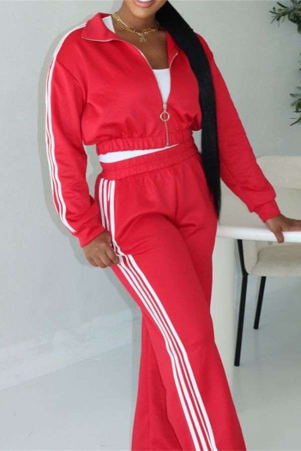 Long Sleeves Sweatshirt & Trousers - M, Red image