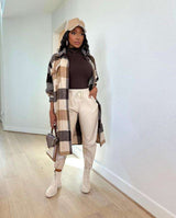 Casual Long Sleeve Oversize Plaid Long Coat image 0
