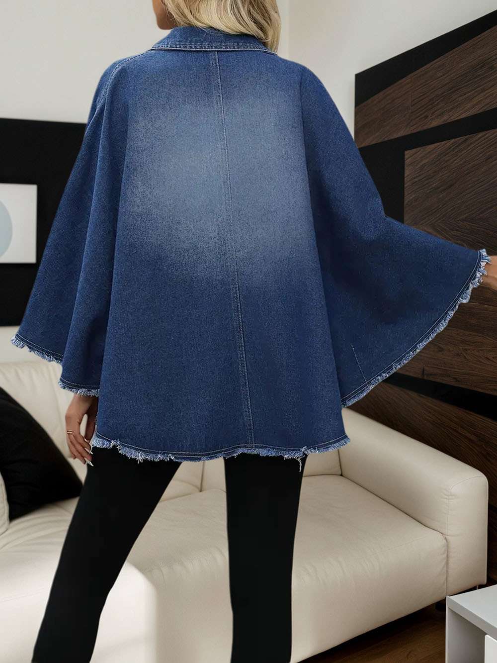 Oversized Distressed Denim Jacket image 6