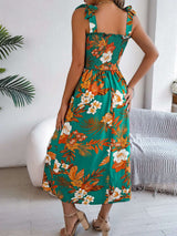 Tropical Print Smocked Maxi Dress image 4