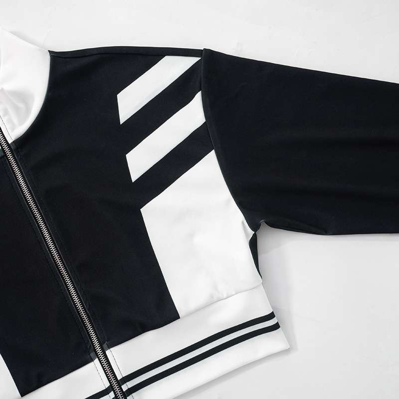 Colorblock Cropped Zipper Coats Pant Sets image 6