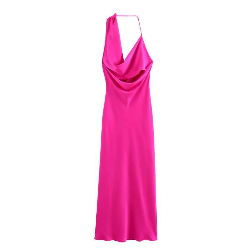 Elegant Hot Pink Asymmetrical Slip Dress image 3