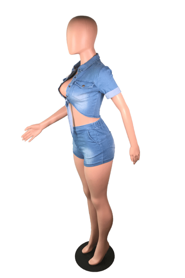 Denim Diva Cutout Romper image 4