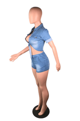 Denim Diva Cutout Romper image 4