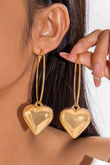 Gold Heart Charm Hoop Earrings image 4