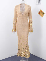 Metallic Maxi Dress with Deep V-Neck image 1