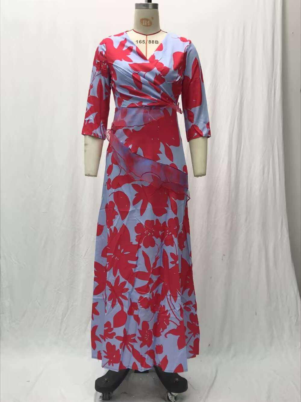 Fashionable High Waist Printed V Neck Party Dress image 2