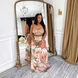 Pastel Scenic Print Bandeau Top & Maxi Skirt image 2