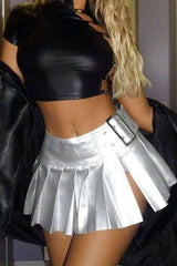 Faux Leather Pleated Mini Skirt image 0