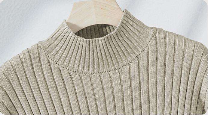 Elegant Knitted Striped Turtleneck Dress image 4