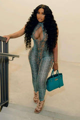 Snake Print Sleeveless Jumpsuit image 1