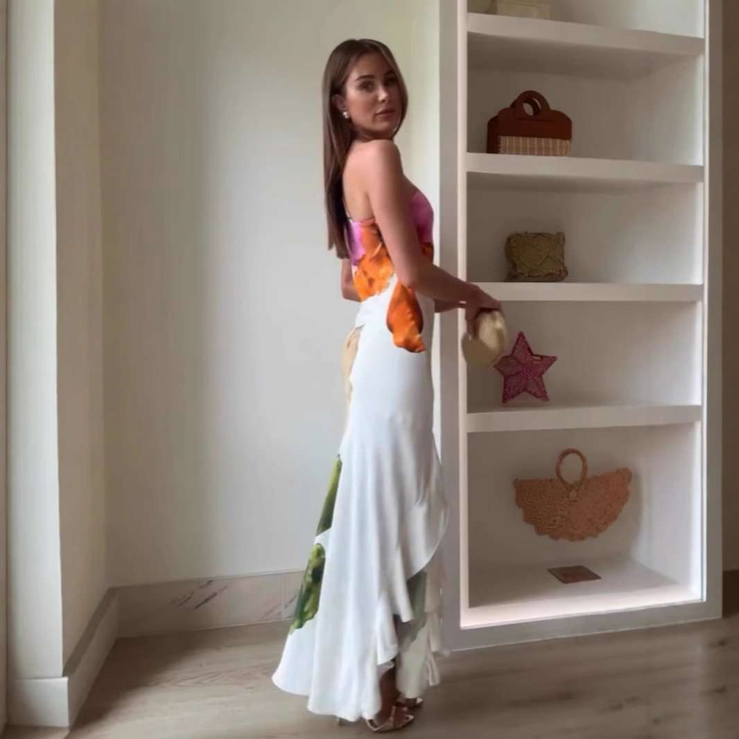 Artistic Floral-Print One-Shoulder Maxi Dress image 2