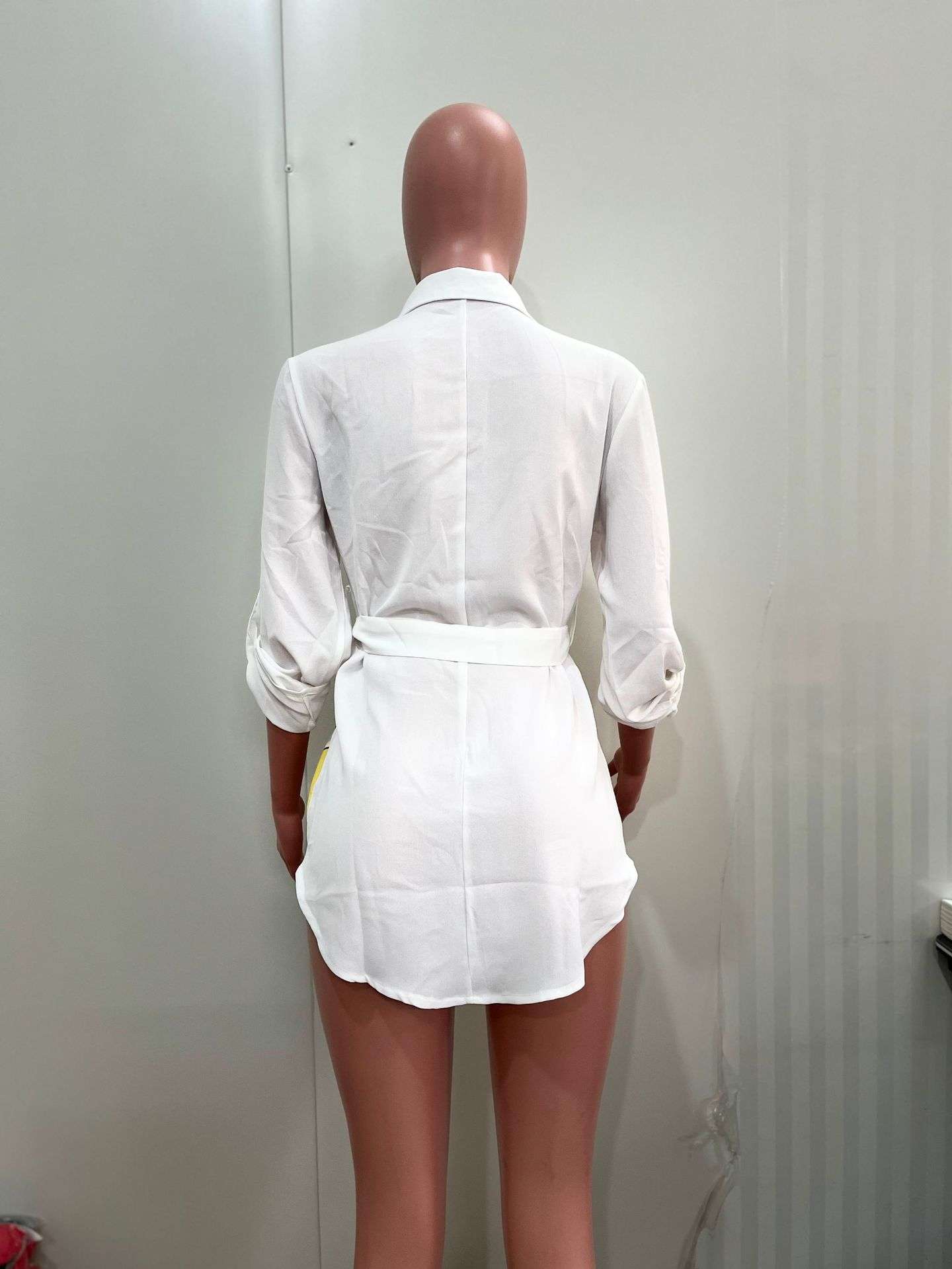 Stand Collar Asymmetrical Hem Shirt Dress image 6