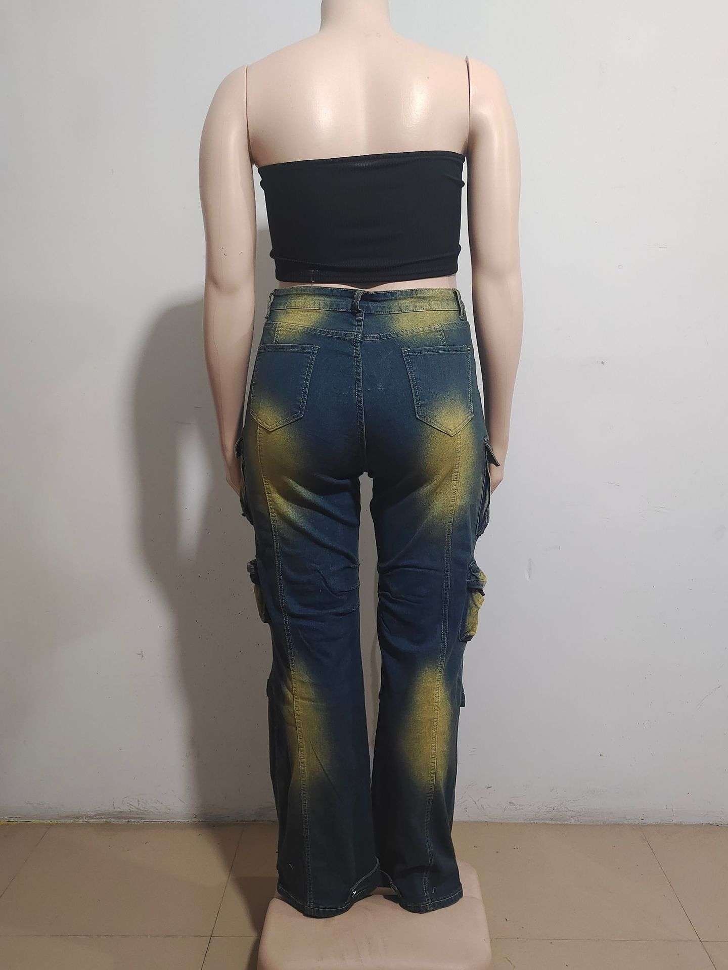 Cargo Jeans with Gradient Design image 6