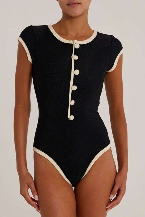 Vintage-Inspired Cap Sleeve Bodysuit image 0