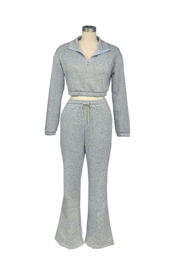 2 Pieces Crop Top Jacket Jogger Pants Set image 6