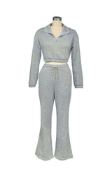 2 Pieces Crop Top Jacket Jogger Pants Set image 6