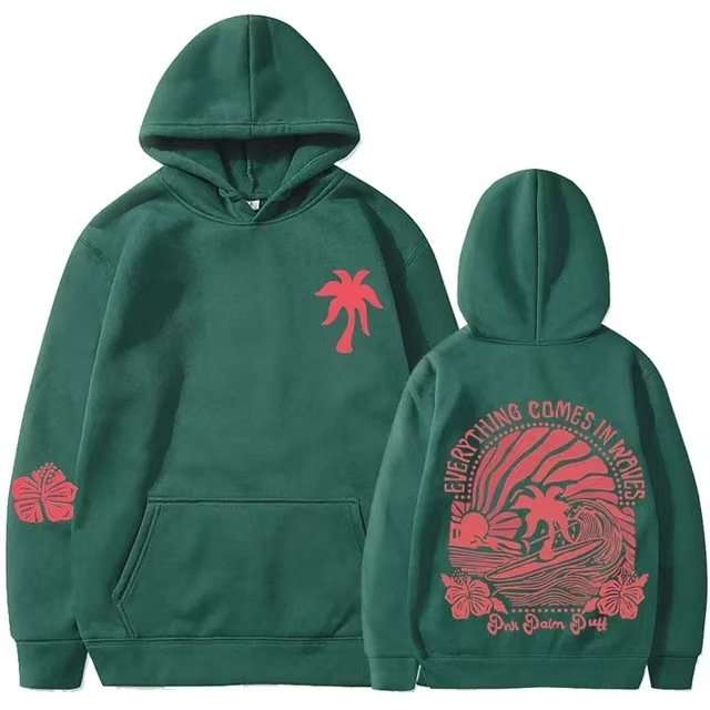 Oversize Backprint Pullover Hoodie - L, Amazon Green image