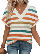 Casual V-Neck Striped Short-Sleeve Top image 4