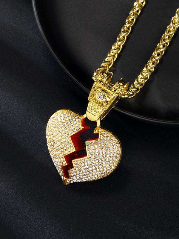 Broken Heart Pendant Necklace Chain image 0