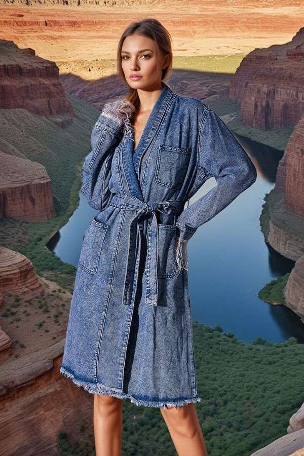 Loose commuting long cozy Coat - M, Blue image