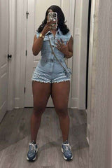 Casual Sleeveless Jumpsuit with Frayed Details image 1