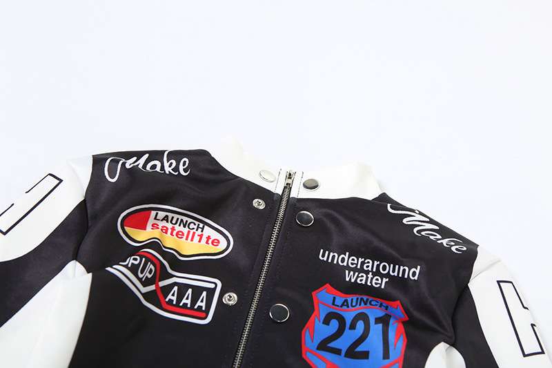 Colorblock High Neck Biker Jacket image 7