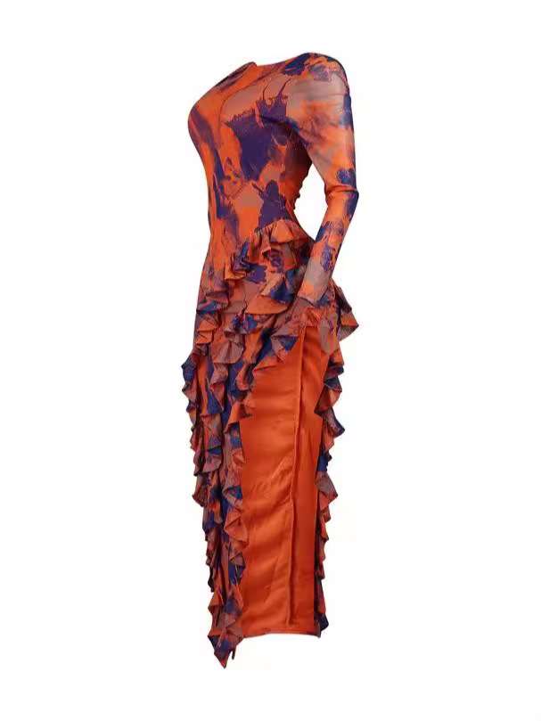 Ruffled V Back Maxi Dress image 3