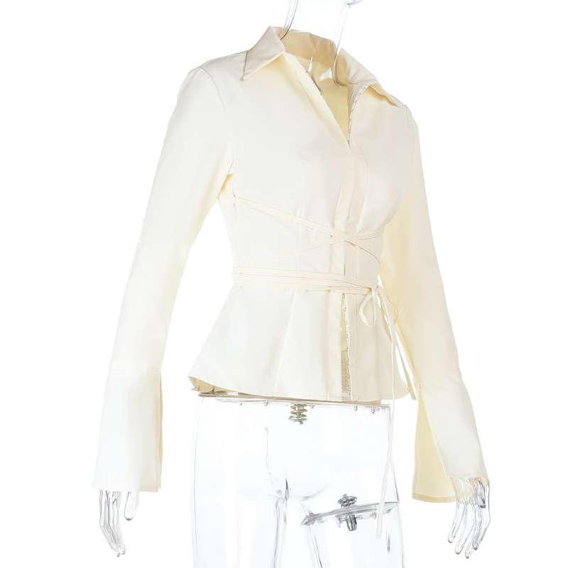 Long-Sleeve Wrap Waist Peplum Blouse image 3