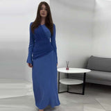 Elegant Runway Maxi Dress - S, Steel Blue image