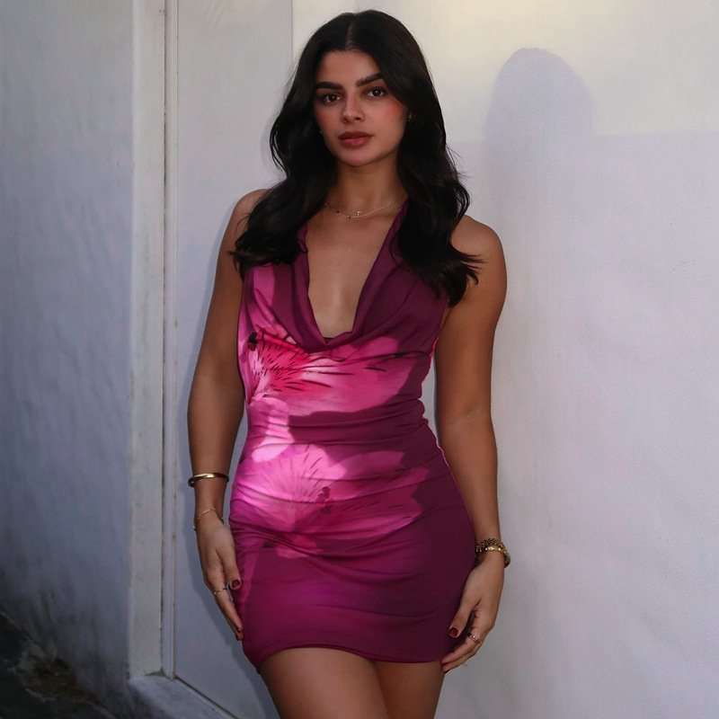 Floral Print Halter Neck Mini Dress image 1