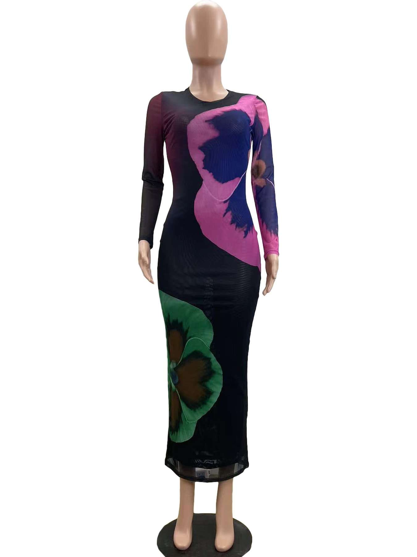 Floral Print Bodycon Maxi Dress image 5