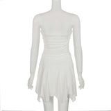 White Strapless Ruched Mini Dress image 4