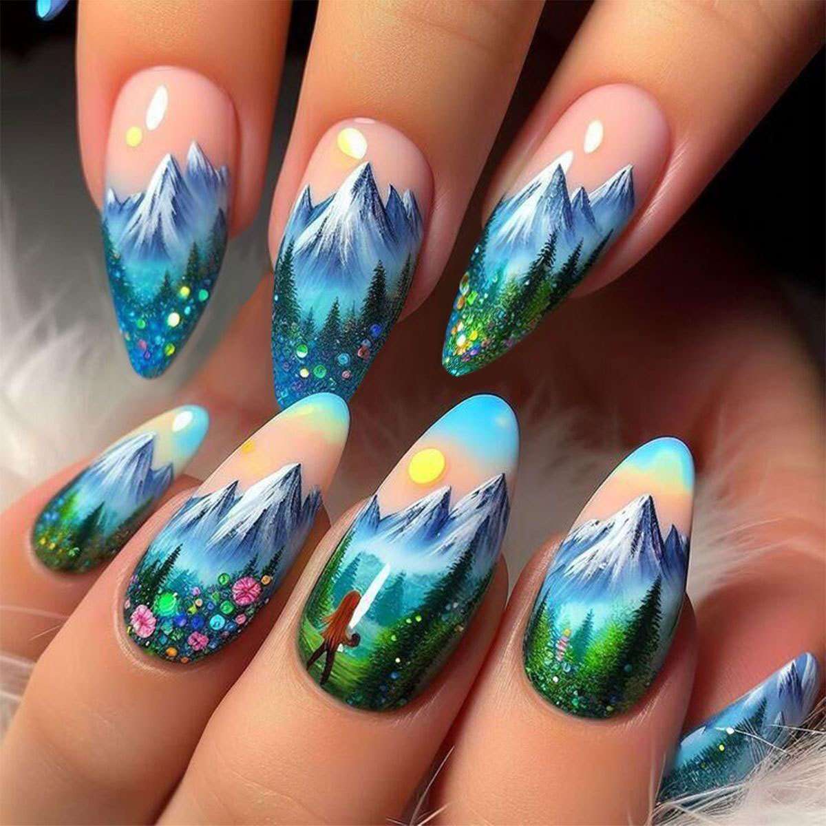 Mountain Landscape Nail Art Design image 0
