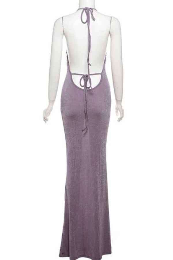 Sexy HalterNeck Ruffled Open Back Sleeveless Maxi Dress image 6