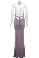 Sexy HalterNeck Ruffled Open Back Sleeveless Maxi Dress image 6