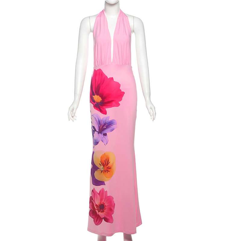 Floral Maxi Dress with Halter Neck image 3