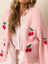 Knit Cardigan with Cherry Embroidery image 2